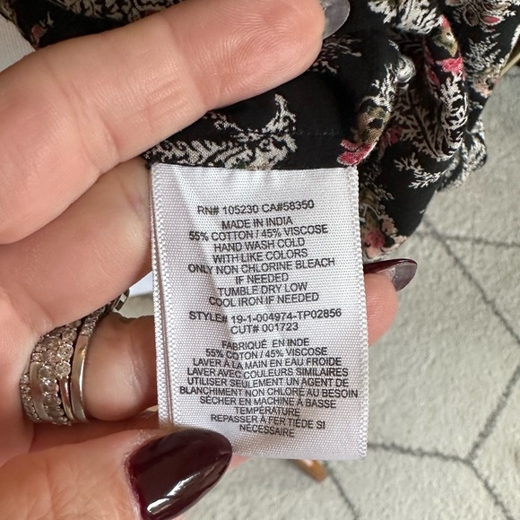 Joie Laurina Pattern Mic Flutter Sleeve Cotton Blend Top in caviar EUC - Picture 8 of 14